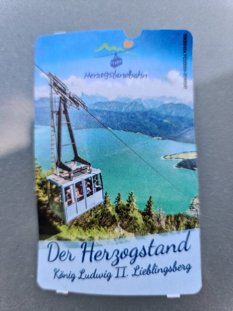 Herzogstandbahn Ticket mit Walchensee-Motiv