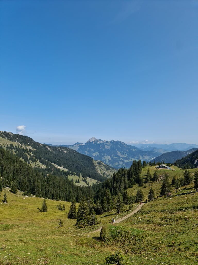 Almlandschaft Panorama am Taubenstein beim Spitzingsee im September 2020