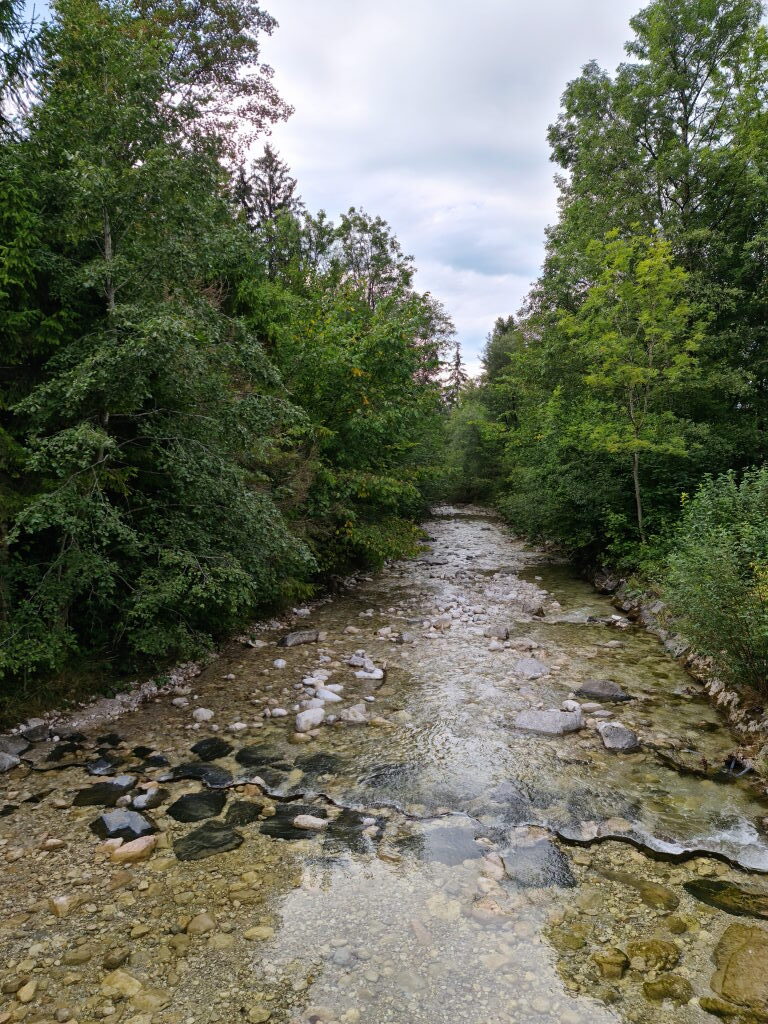 Gebirgsbach am Wanderweg Tegelberg Schwanstein September 2020