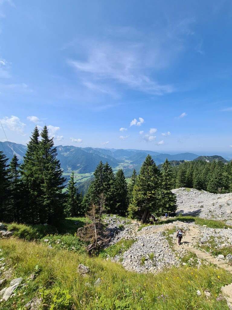 Panoramablick vom Wanderweg am Wendelstein ins Tal