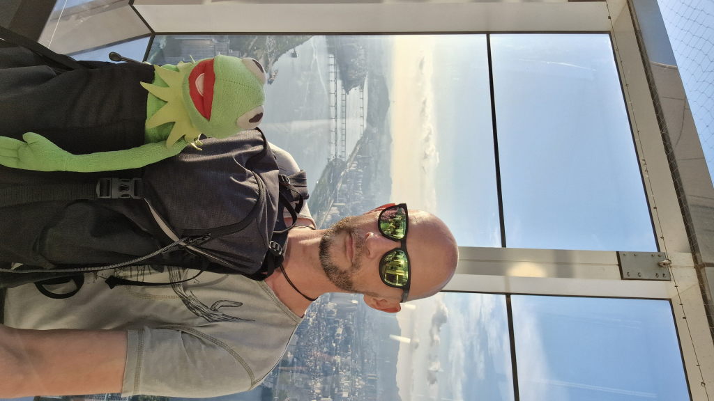 Selfie mit Kermit im Seoul Sky Lotte World Tower mit Han River