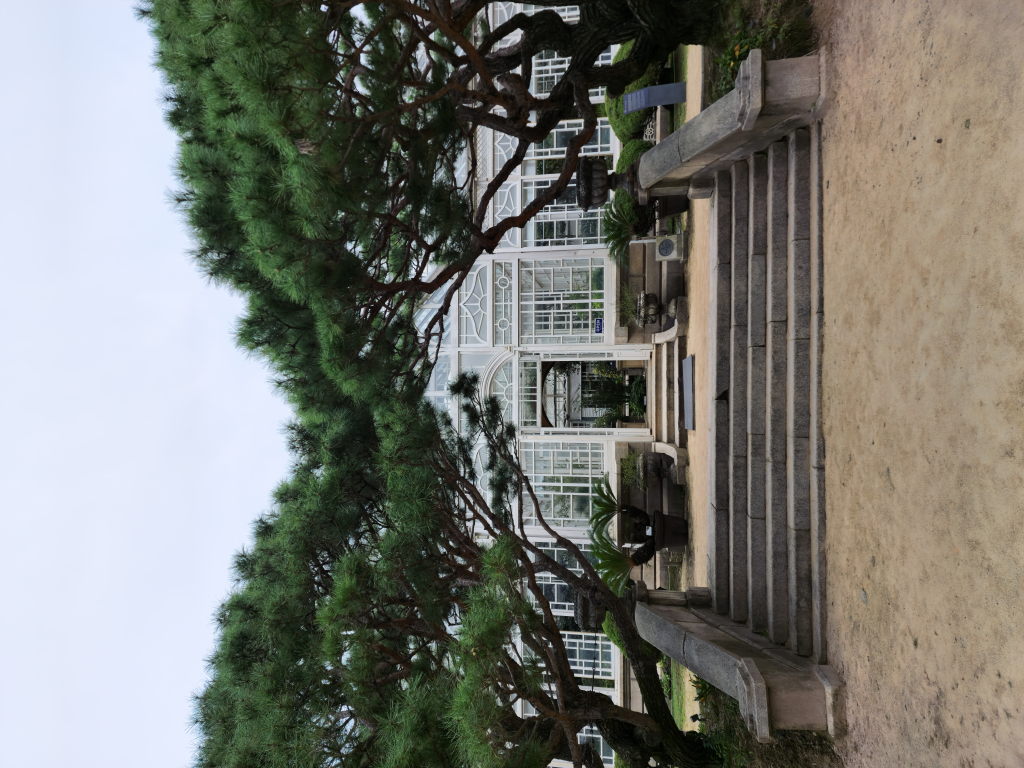 Pavillon im Changdeokgung auf Holzpfählen mit grüner Bemalung