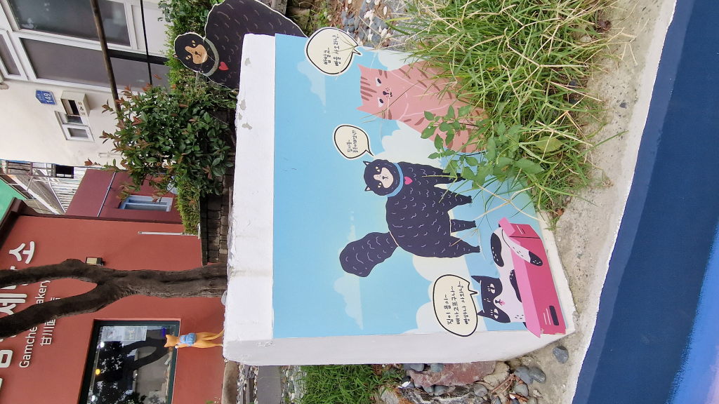 Bemalter Stromkasten mit Katzen Comic-Stil