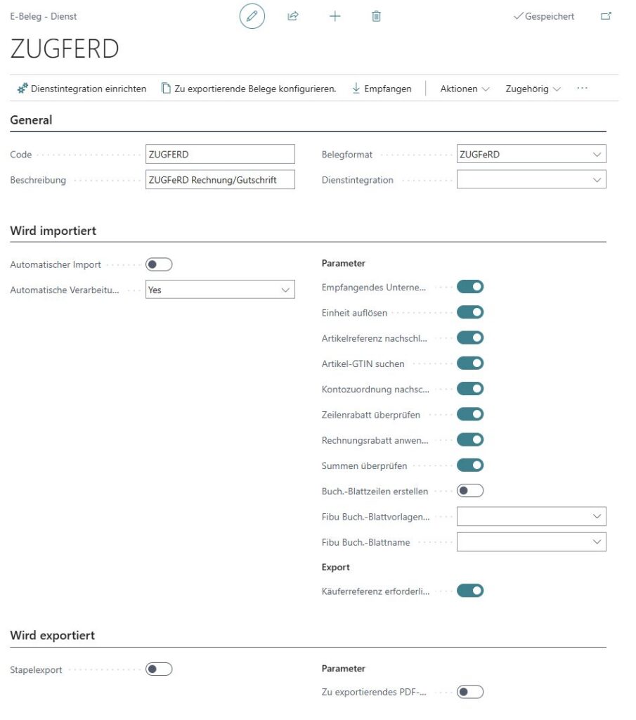 E-Belegdienst mit Belegformat ZUGFeRD